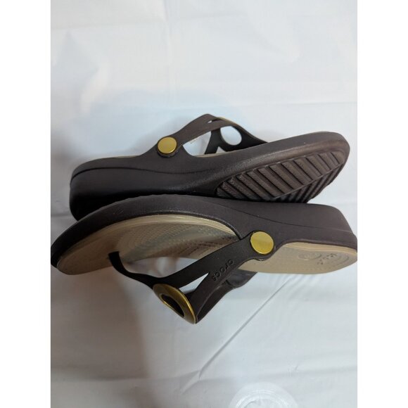 Crocs Sanrah Circle Matte Slide On Sandals Sz 6 Brown Gold - Picture 4 of 10